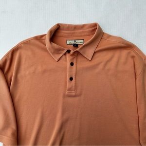Tommy Bahama Shirt Mens Size XL Polo Peach Silk Blend‎ Cotton Short Sleeve Beach
